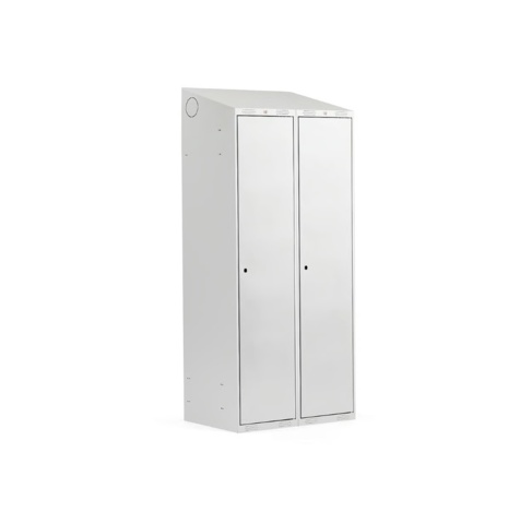 4 st Klädskåp CLASSIC Sluttande tak, 2 sektioner, 1900x800x550 mm, grå