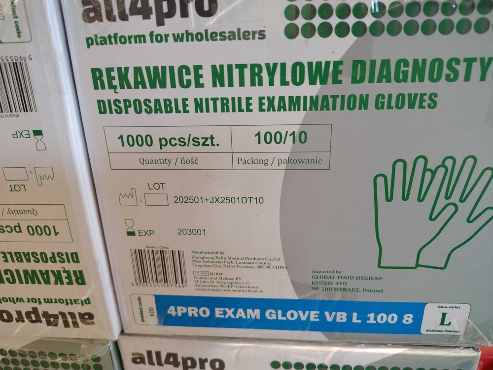 1557505-2 Engångshandske, 20 st 100-pack, nitril pulverfri blå, stl Large