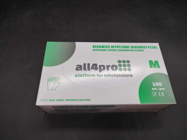 Engångshandskar, 20 st 100-pack - all4pro, nitril, stl M