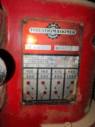 1531230-6 Pelarborrmaskin AB Industrimaskiner A59 – 380 V – Provkörd och fungerande