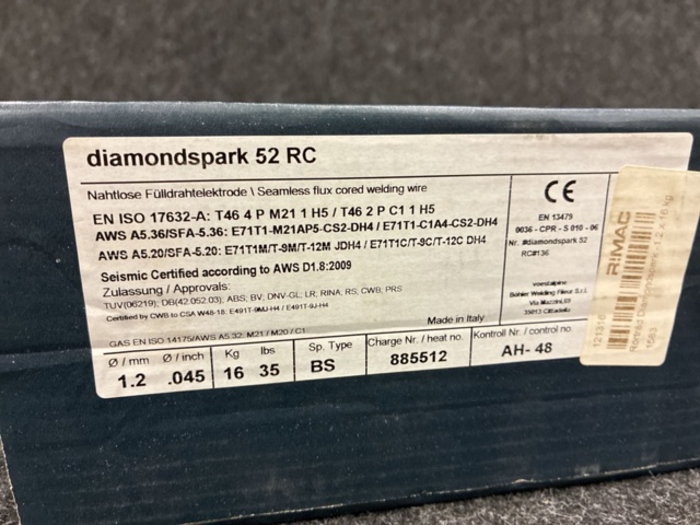 1557570-3 Rörtråd ARS 1.2mm 16kg, Diamondspark 52 RC