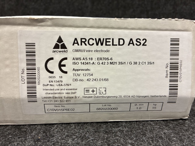 1557641-2 Svetstråd Arcweld AS2 1.0mm - 15kg