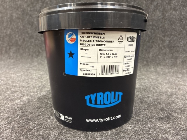 1557654-3 100 st Kapskivor Tyrolit rak basic 125x1.0