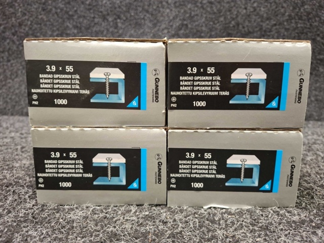 1557742-2 4000 st Bandad Gipsskruv Stål 3.9x55mm, Gunnebo
