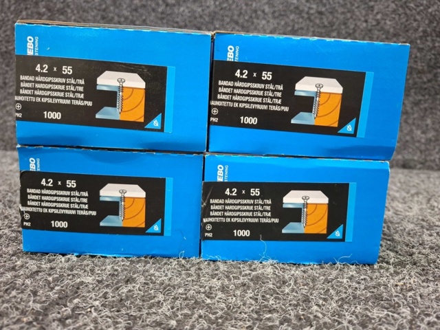 1557743-2 4000 st Bandad Hårdgipsskruv Stål/Trä 4.2x55mm, Gunnebo