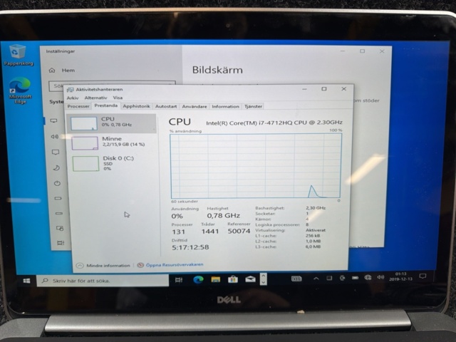 1516498-4 Bärbar dator i7 / 16GB RAM / 256GB SSD med laddare - Dell Precision M3800