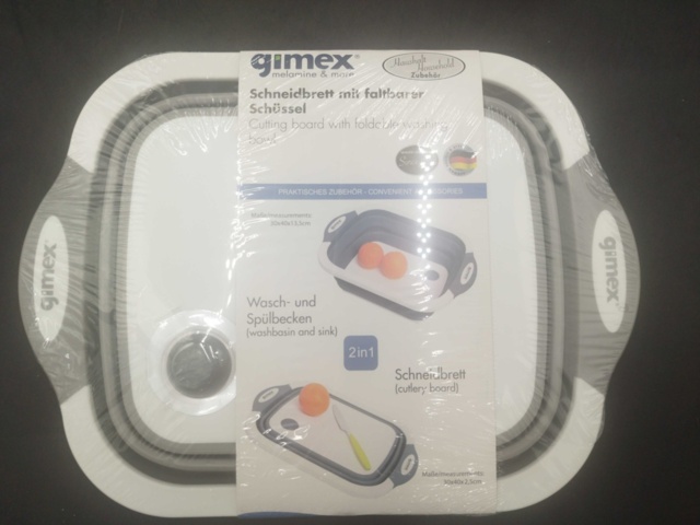1537322-7 Hopfällbara skärbrädor, 8 st - Gimex, 2-i-1, grå/vit