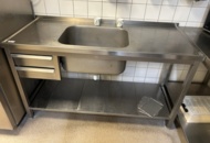 1532059 Rostfri diskbänk med ho & utdragslådor