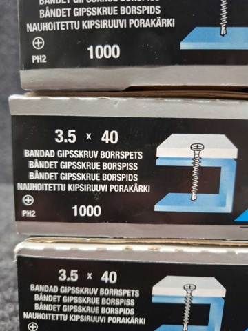 1557760-3 7000 st Bandad Gipsskruv Borrspets 3.5x40 & 3.5x25mm, Gunnebo