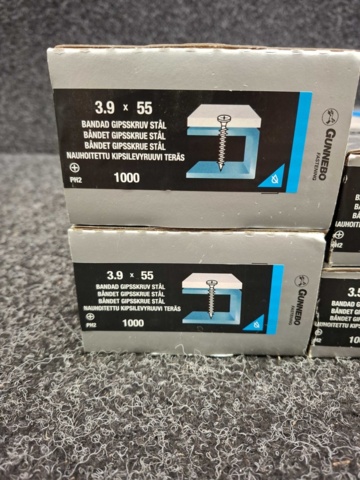1557762-3 6000 st Bandad Gipsskruv Stål 3.9x55 & 3.5x38mm, Gunnebo