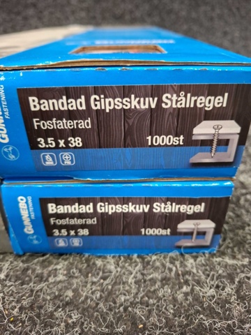 1557762-7 6000 st Bandad Gipsskruv Stål 3.9x55 & 3.5x38mm, Gunnebo