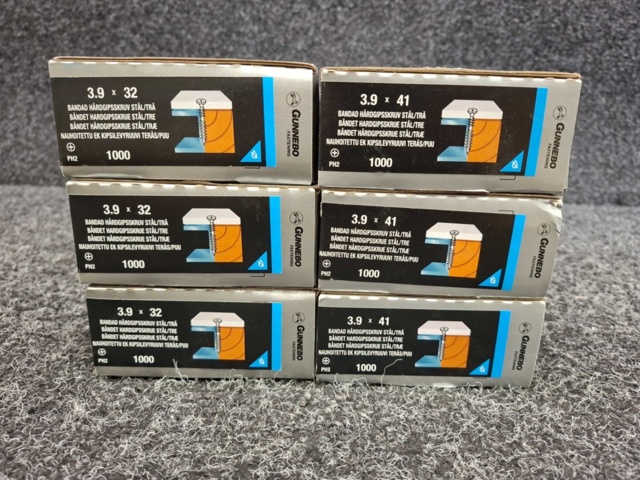 1557773-2 6000 st Bandad Hårdgipsskruv Stål/Trä 3.9x32 & 3.9x41mm, Gunnebo