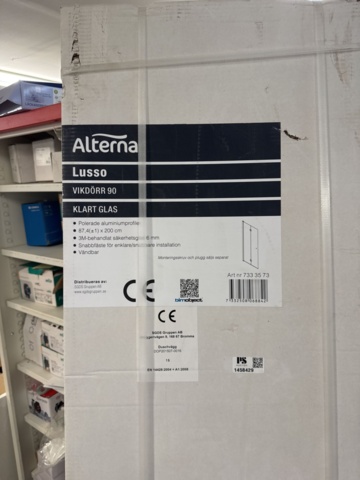 1458429-1 Alterna Lusso vikbar duschdörr 90 cm.