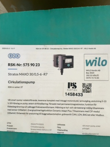 1458433-3 Cirkulationspump - Wilo Stratos MAXO 30/0,5-6-R7
