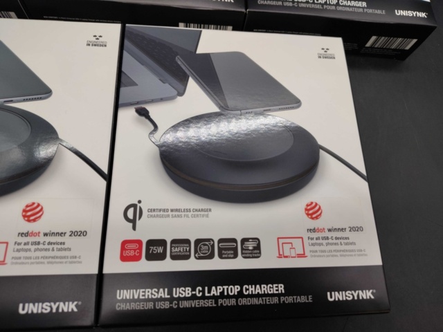 1558264-3 Laptop charger, 5 pcs - Unisync, USB-C 75W, Qi 10W