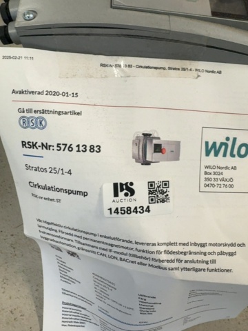 1458434-2 Cirkulationspump - Wilo Stratos 25/1-4