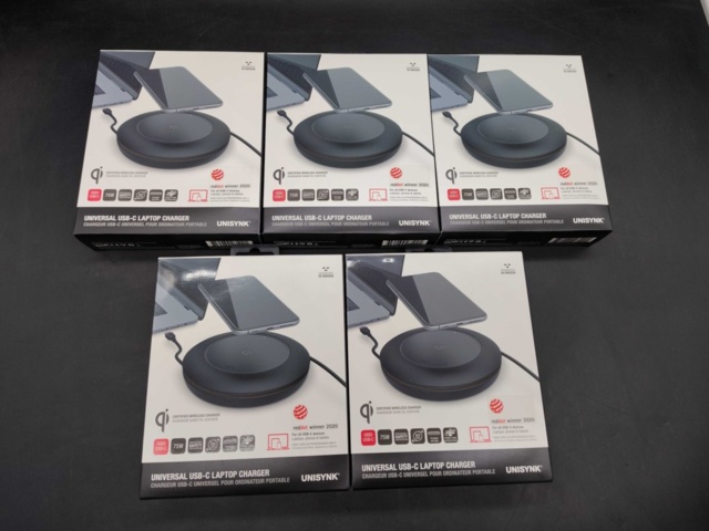 1558278-2 Laptop charger, 5 pcs - Unisync, USB-C 75W, Qi 10W