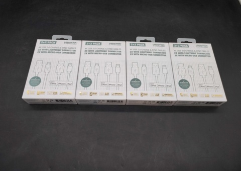 Cable kit, 4 pcs - Unisync, USB 2.0, Lightning and Micro-USB