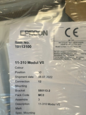 1458448-3 Radiator/konvektor - Epecon 11-310 Modul VS