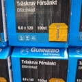 1557778-5 1000 st Träskruv Försänkt 6.0x120 & 6.0x140mm, Gunnebo