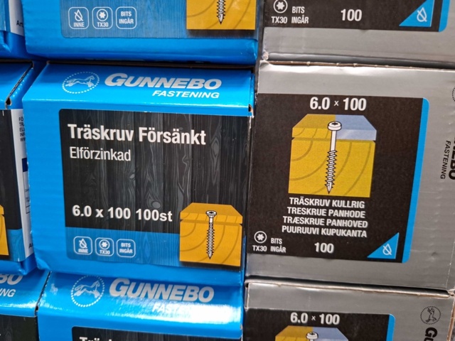 1557780-3 1200 st Träskruv 6.0x100mm, Gunnebo