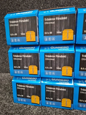 1557781-2 15 st Förpackningar Träskruv Försänkt, Gunnebo