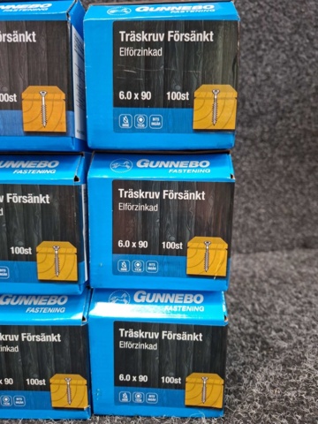 1557781-4 15 st Förpackningar Träskruv Försänkt, Gunnebo