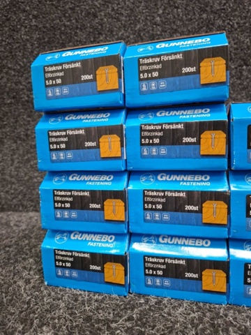 1557782-3 14 st Förpackningar Träskruv Försänkt, Gunnebo
