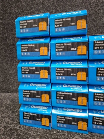1557783-3 17 st Förpackningar Träskruv Försänkt, Gunnebo