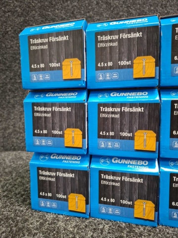 1557784-3 1600 st Träskruv Försänkt 4.5x80 & 6.0x50mm, Gunnebo
