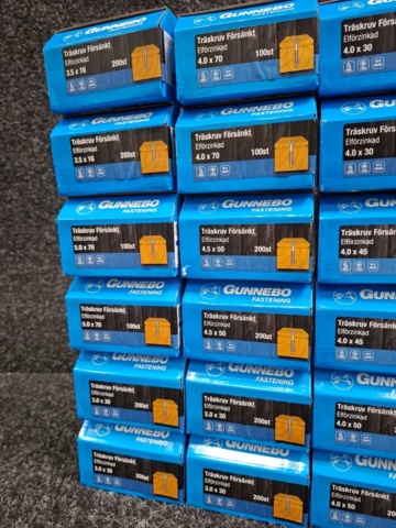 1557787-3 30 st Förpackningar Träskruv Försänkt, Gunnebo