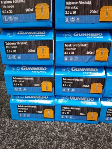 1557788-6 30 st Förpackningar Träskruv Försänkt, Gunnebo