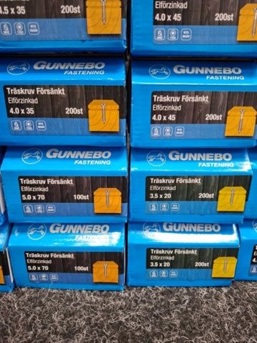 30 st Förpackningar Träskruv Försänkt, Gunnebo