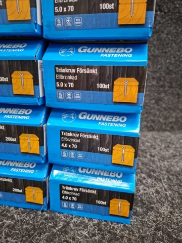 1557789-12 30 st Förpackningar Träskruv Försänkt, Gunnebo