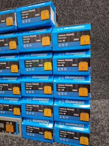 1557791-4 29 st Förpackningar Träskruv Försänkt, Gunnebo