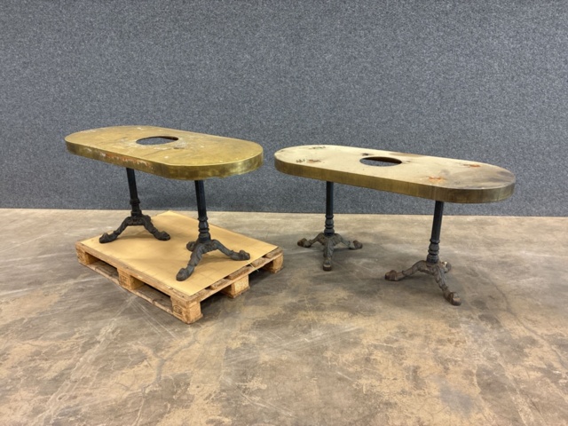 2 st Bord mässingsklädd skiva och gjutjärnsben 1460*600*700mm
