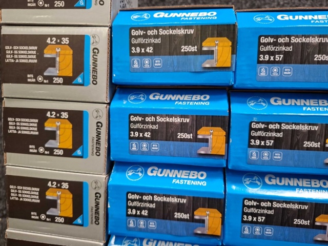 1557802-5 26 st Förpackningar Golv- och Sockelskruv, Gunnebo