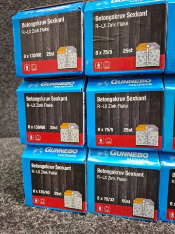 1557806-4 12 st Förpackningar Betongskruv Sexkant, Gunnebo