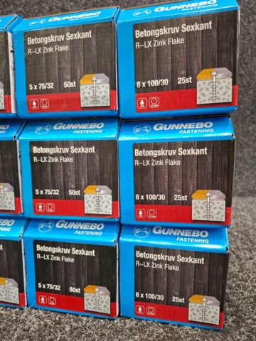 1557806-5 12 st Förpackningar Betongskruv Sexkant, Gunnebo