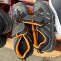 1405982-21 Lot of plastic plugs and used work shoes