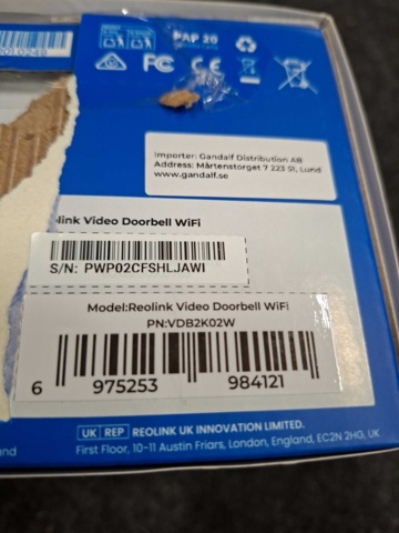 1555038-3 Video doorbell Reolink Video Doorbell WiFi (black)