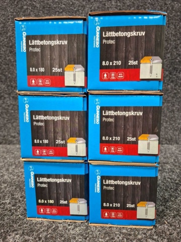 1557808-2 6 st Förpackningar Lättbetongskruv Protec, Gunnebo