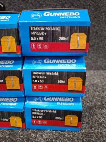 1557811-4 10 st Förpackningar Träskruv Försänkt, Gunnebo