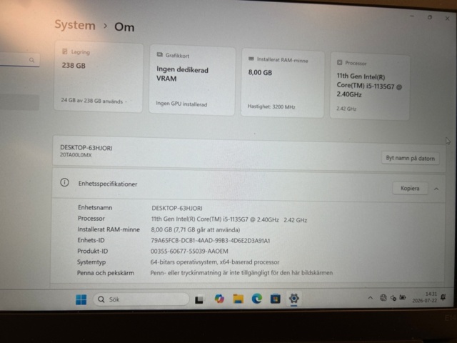1532222-3 Bärbar dator Lenovo E14