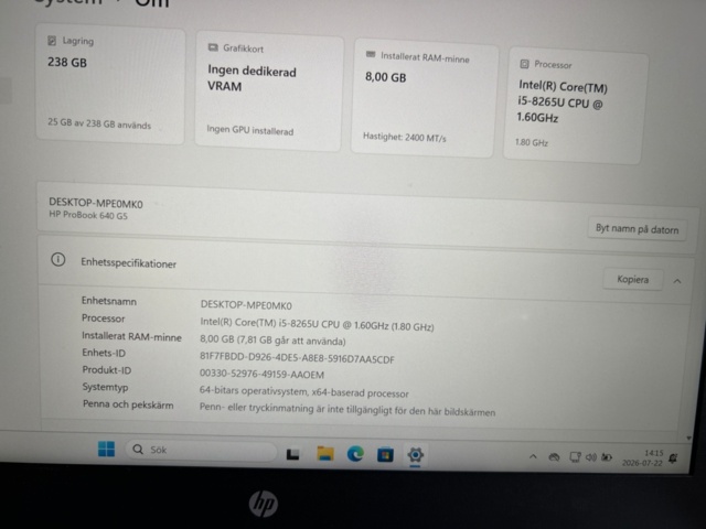 1532217-3 Bärbar dator HP med dubbla skärmar