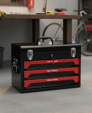 1559199-1 Portabel verktygsskåp inkl. verktyg – med handtag