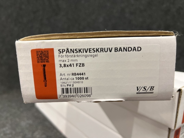 1559423-3 Ca 5000 st Spånskiveskruv bandad 3.8x41mm, VSB