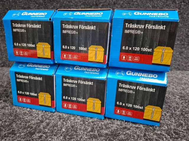 1557819-4 600 st Träskruv Försänkt 6.0x120mm, Gunnebo