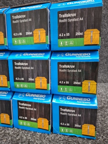 1557825-4 12 st Förpackningar Trallskruv Rostfri Syrafast A4, Gunnebo