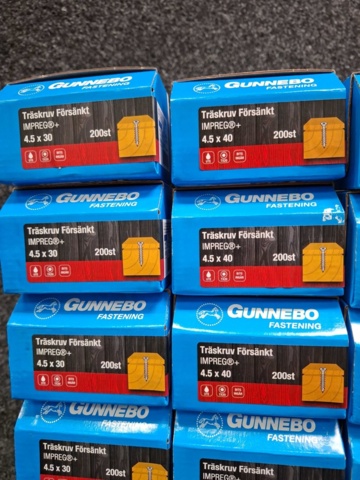 1557827-4 30 st Förpackningar Träskruv Försänkt, Gunnebo